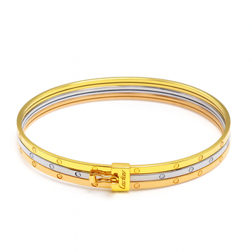 Real Gold Trinity Round Bangle GZJCT BLZ0367-1-3C (Size 13) BA1628