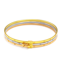 Real Gold Trinity Round Bangle GZJCT BLZ0367-1-3C (Size 13) BA1628