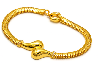 Real Gold Twisted Chunky Teardrop Luxury Stone Bracelet CVB 0626 (21 C.M) BR1863