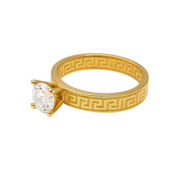 Real Gold Maze Hoop Solitaire Ring 0665 (SIZE 5.5) R2409