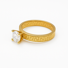 Real Gold Maze Hoop Solitaire Ring 0665 (SIZE 7.5) R2413