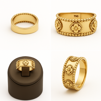 Real Gold Plain Clover Ring (Size 7) - Model GZJVN 1644 R2623