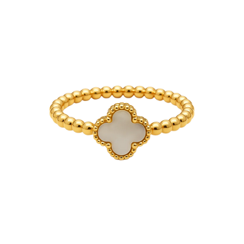 Real Gold Pearl Clover Ring GZJVN 0344/1YZ (Size 6) R2632