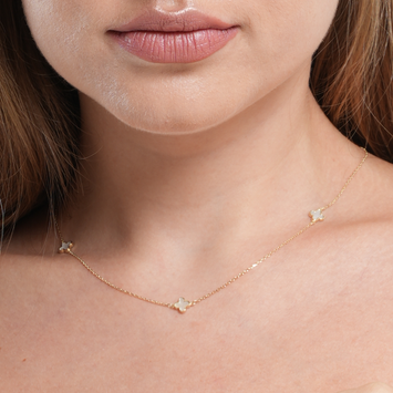 Real Gold 3 Pearl Shell Necklace (45 C.M) GZJVN 0597 N1466