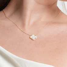 Real Gold Large Pearl White Clover Necklace GZJVN1808 N1471