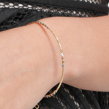 Real Gold 3-Color Beads Sleek Minimalist Elegant Design Bangle Bracelet - Adjustable Size (17 to 25) Model 4352 BR1691