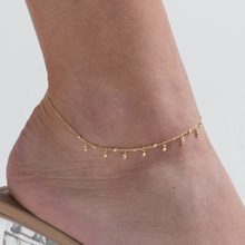 Real Gold Bead Balls Dangler Anklet, Adjustable Size - Model 6265 A1336