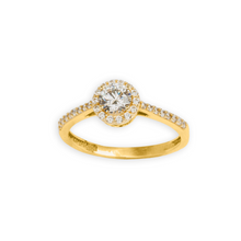 Real Gold Round Stone Ring 0125 (SIZE 10) R2266