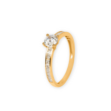 Real Gold Luxury Covered Solitaire Stone Ring 0232 (Size 8) R1987