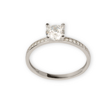 Real White Gold Luxury Covered Solitaire Stone Ring 0232-W-FCZ (Size 6) R2456