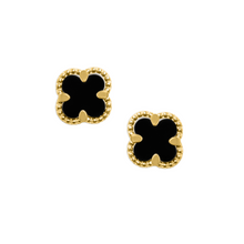 Real Gold GZVC Black Pearl Flat Stud Earring Set 0695-AC E1832