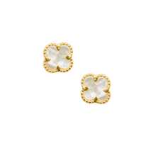 Real Gold Pearl Flat Stud Earring Set - Model GZJVN0695-MOP E1916