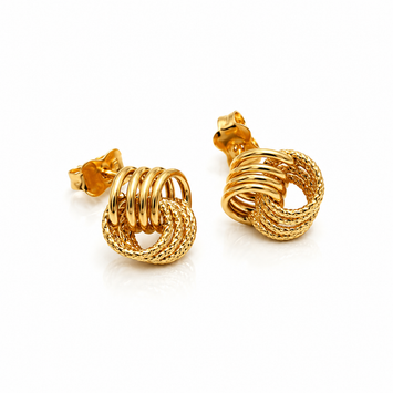Real Gold 4 Rings Twisted Earring Set 9809 E1812