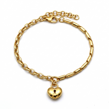 Real Gold Timeless 3D Heart Lock Bracelet 3964 BR1921