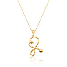 Real Gold Medical Heartbeat Stethoscope Necklace 0516 CWP 2042
