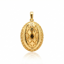 Real Gold Oval Lattice Filigree Locket Pendant 0338 P 2044