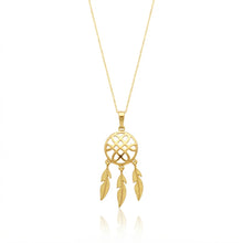 Real Gold Dream Catcher Feather Necklace 0539 CWP 2040