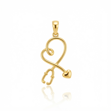 Real Gold Medical Heartbeat Stethoscope Pendant 0516 P 2042