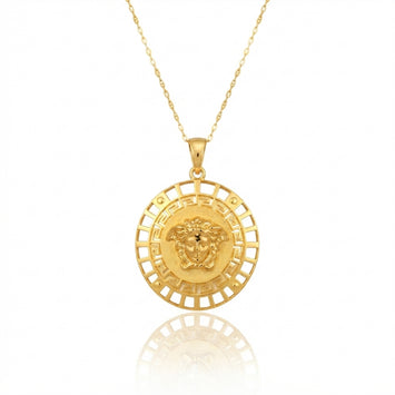 Real Gold Greek Medusa Maze Necklace 1352 CWP 2041