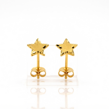 Real Gold Five Point Star Earrings Set 0094 E1978
