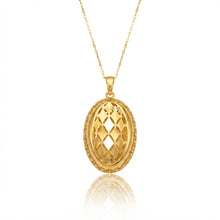 Real Gold Oval Lattice Filigree Locket Necklace 0338 CWP 2044