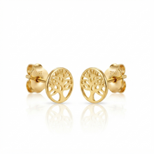 Real Gold Floral Tree of Life Stud Earrings Set 0089 E1979