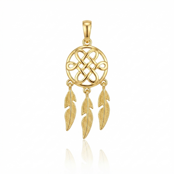 Real Gold Dream Catcher Feather Pendant 0539 P 2040
