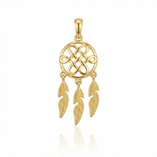 Real Gold Dream Catcher Feather Pendant 0539 P 2040