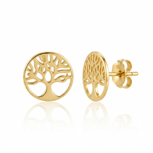 Real Gold Classic Tree of Life Stud Earrings Set 0074 E1981
