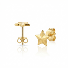 Real Gold Five Point Star Earrings Set 0094 E1978