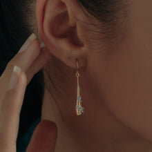 Real Gold Engraved Stones on Long Teardrop Earrings Set - Model 0492 E1953