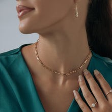 Real Gold Thick Link Paper Clip Solid Chain Necklace CVB498 (40 C.M) CH1273