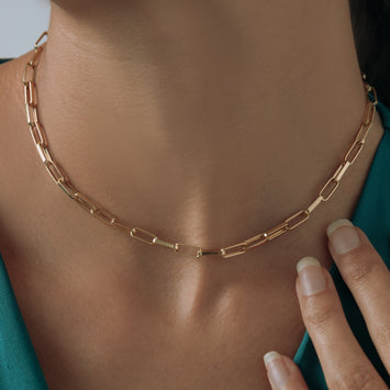 Real Gold Thick Link Paper Clip Solid Chain Necklace CVB498 (50 C.M) CH1274