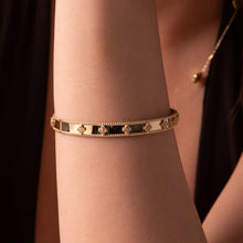 Real Gold Elegant Clover Stone Bangle GZJVN 0381 - (SIZE 19) BA1503