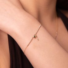 Real Gold 3 Color Beads Balls 1.5 MM Chain with Hanging Heart & Key Adjustable Size Bracelet 0475 (19 C.M) BR1795