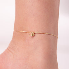 Real Gold Beads Balls 1.5 MM Chain with Hanging Heart & Key Adjustable Size Anklet 0475 (25 C.M) A1340