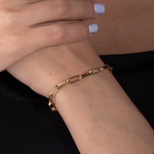 Real Gold Thick Link Paper Clip Solid Chain Bracelet CVB498 (17 C.M) BR1555