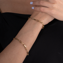 Real Gold Thick Link Paper Clip Solid Chain Bracelet CVB498 (20 C.M) BR1527