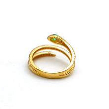 Real Gold Dual Layer Green Eye Snake Ring 9999 (Size 7.5) R2812