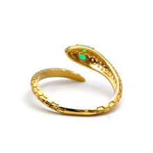 Real Gold Emerald Stone Head Snake Ring 9998 (Size 8) R2813