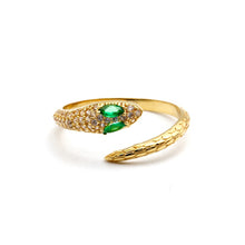 Real Gold Emerald Stone Head Snake Ring 9998 (Size 8) R2813