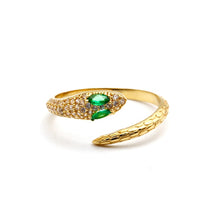Real Gold Emerald Stone Head Snake Ring 9998 (Size 8) R2813