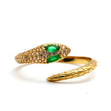 Real Gold Emerald Stone Head Snake Ring 9998 (Size 8) R2813