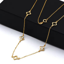 Real Gold 4 Clover Plain Adjustable Size Necklace 1464 N1524