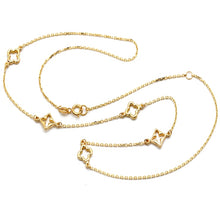 Real Gold 4 Clover Plain Adjustable Size Necklace 1464 N1524