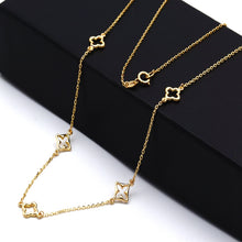 Real Gold 4 Clover Plain Adjustable Size Necklace 1464 N1524
