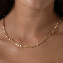 Real Gold Long Round Paper Clip Chain Necklace Link Length 1.7 C.M 9482 (50 C.M) CH1232