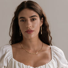 Real Gold Long Round Paper Clip Chain Necklace Link Length 1.7 C.M 9482 (45 C.M) CH1233