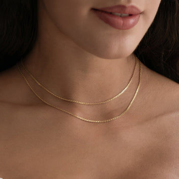 Real Gold Plain Flat Chain Necklace 4565 (40 C.M) CH1264