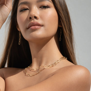 Real Gold Solid Link L Chain Necklace 1382 (45 C.M) CH1172